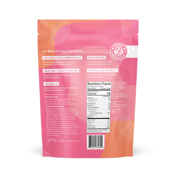 Pink Grapefruit Flavor Superfood Lemonade Drink Mix Bag, back