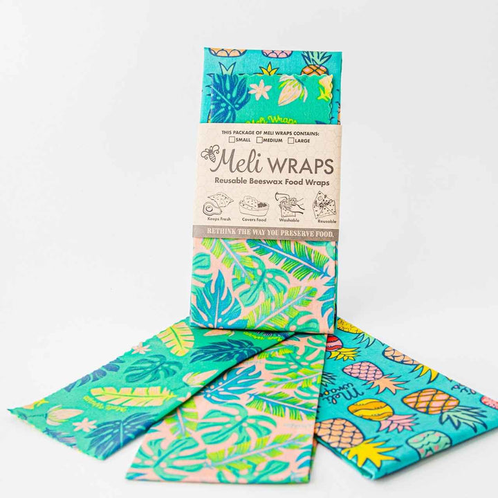 Meli Wraps, 3 Pack Reuseable Beeswax Wrap -- Hawaiiana Variety