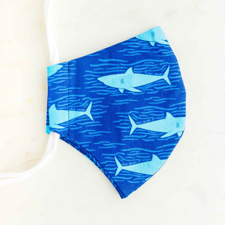 Meli Wraps | 100% GOTS Organic Cotton Face Mask | Shark Print