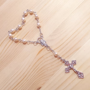 Ave Maria Miraculous Statue One Decade Rosary made with Czech Pearl Glass Beads (2 design) | Catholic Gifts