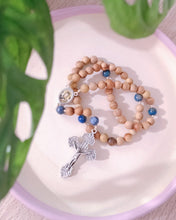 将图片加载到图库查看器，Our Mother of Perpetual Help Cord Rosary made with Sandalwood Beads with scents &amp; Lapis Lazuli | Catholic Gifts
