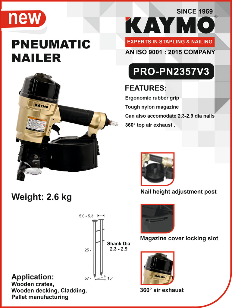 Buy KAYMO ECO-PB18G50NN Pneumatic Brad Nailer Narrow Nose Series18G Online  in India at Best Prices