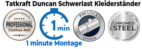 Tatkraft Duncan Schwerlast Kleiderstander Profi + Ablage, 1 min Montage, bis 100 kg