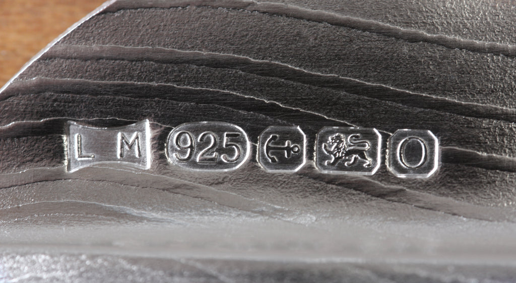 Close up of my hallmark on a silver spoon commission