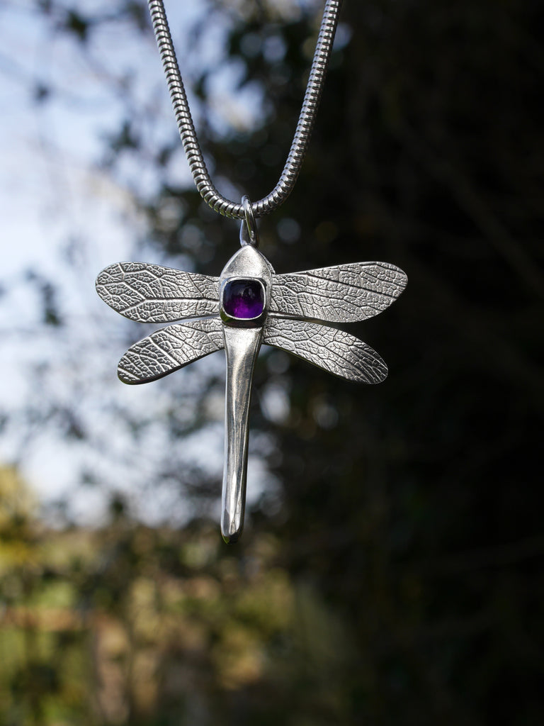 Finished Dragonfly pendant doing a 'tour' of the garden in the sunshine