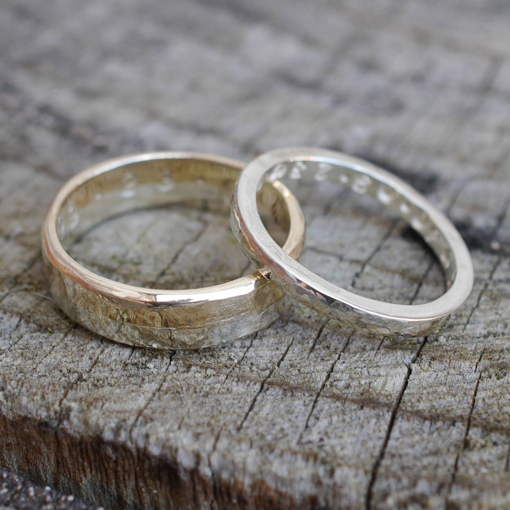 Katy & Gareth's finished wedding rings.