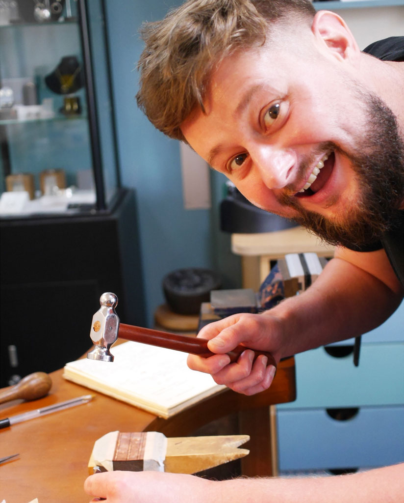 Gareth clearly enjoying the process of stamping.