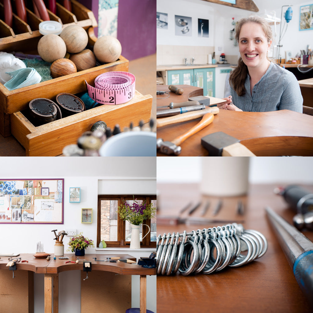 Welcome to my studio. Come and make your own wedding rings at a workbench made for two!