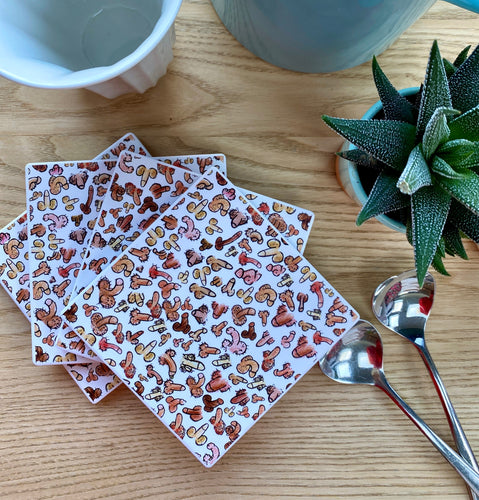 Luxury Ceramic Cheeky Coaster Set of 4 Bunch of Boobs