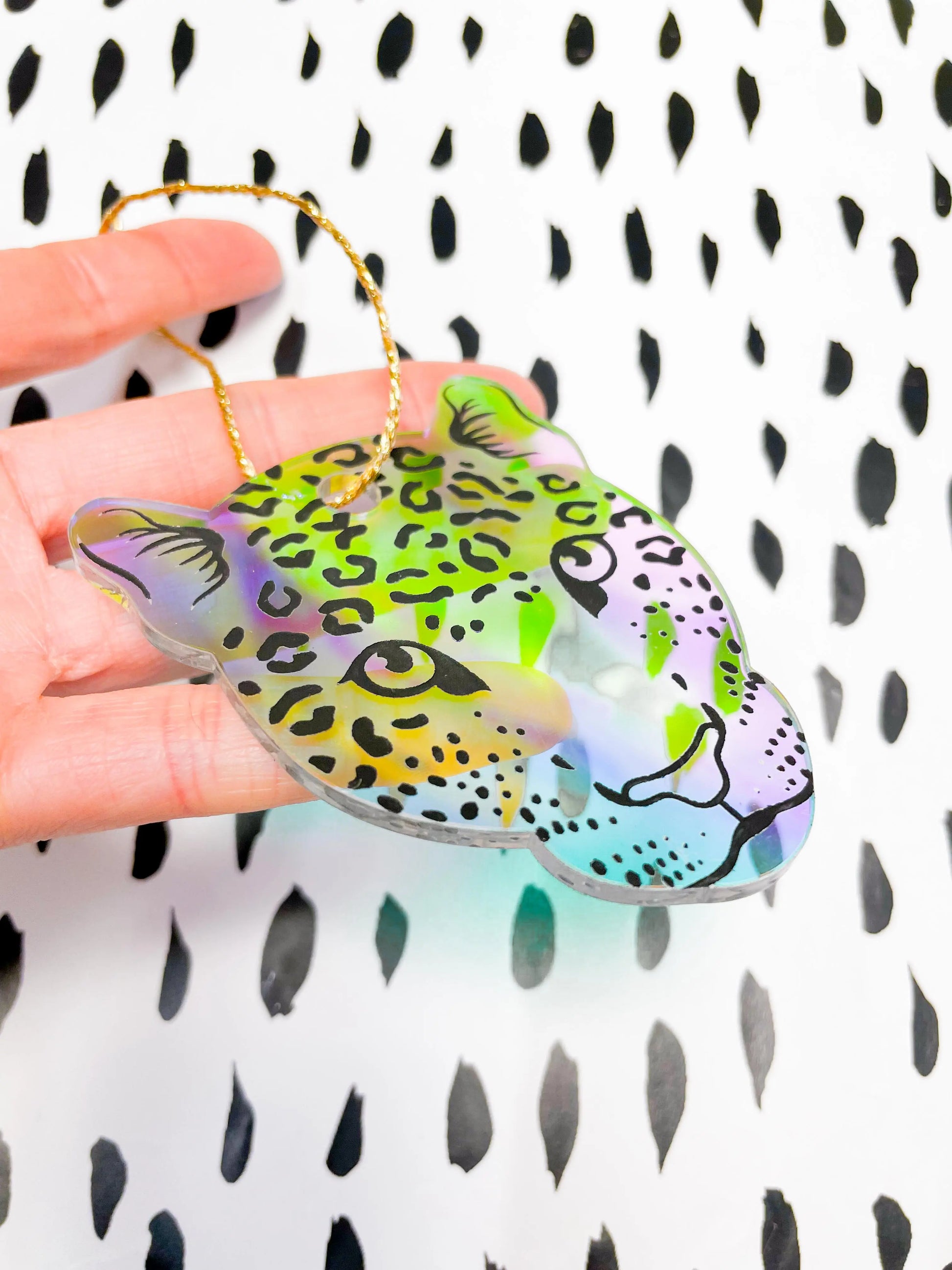 Iridescent Rainbow Leopard Face Bauble from Sapphire Frills