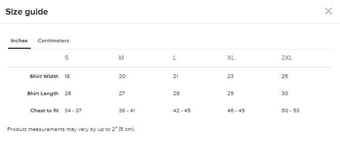 Size Chart -Tank - Muscle – Native American Merchandise