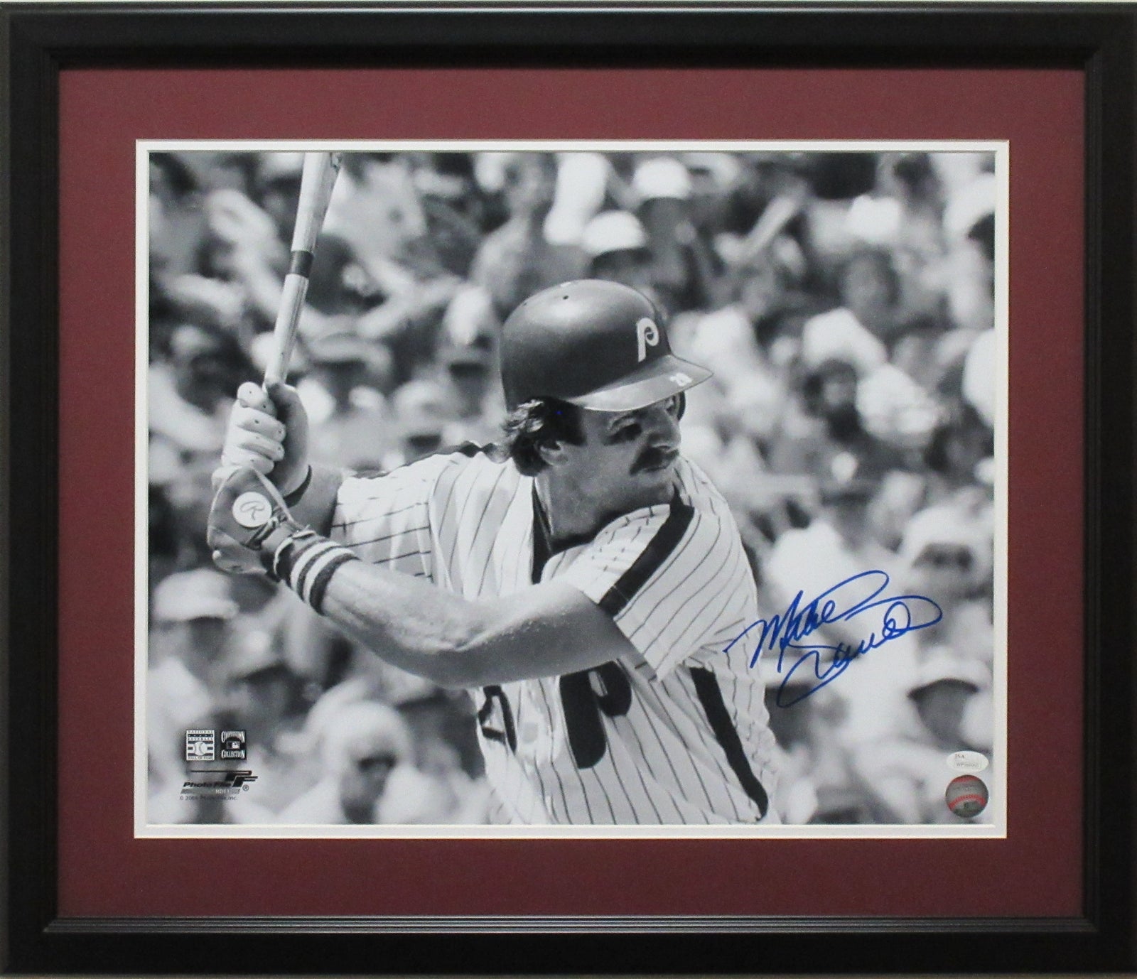 Mike Schmidt Autographed HOF 95 and Framed Gray Phillies Jersey