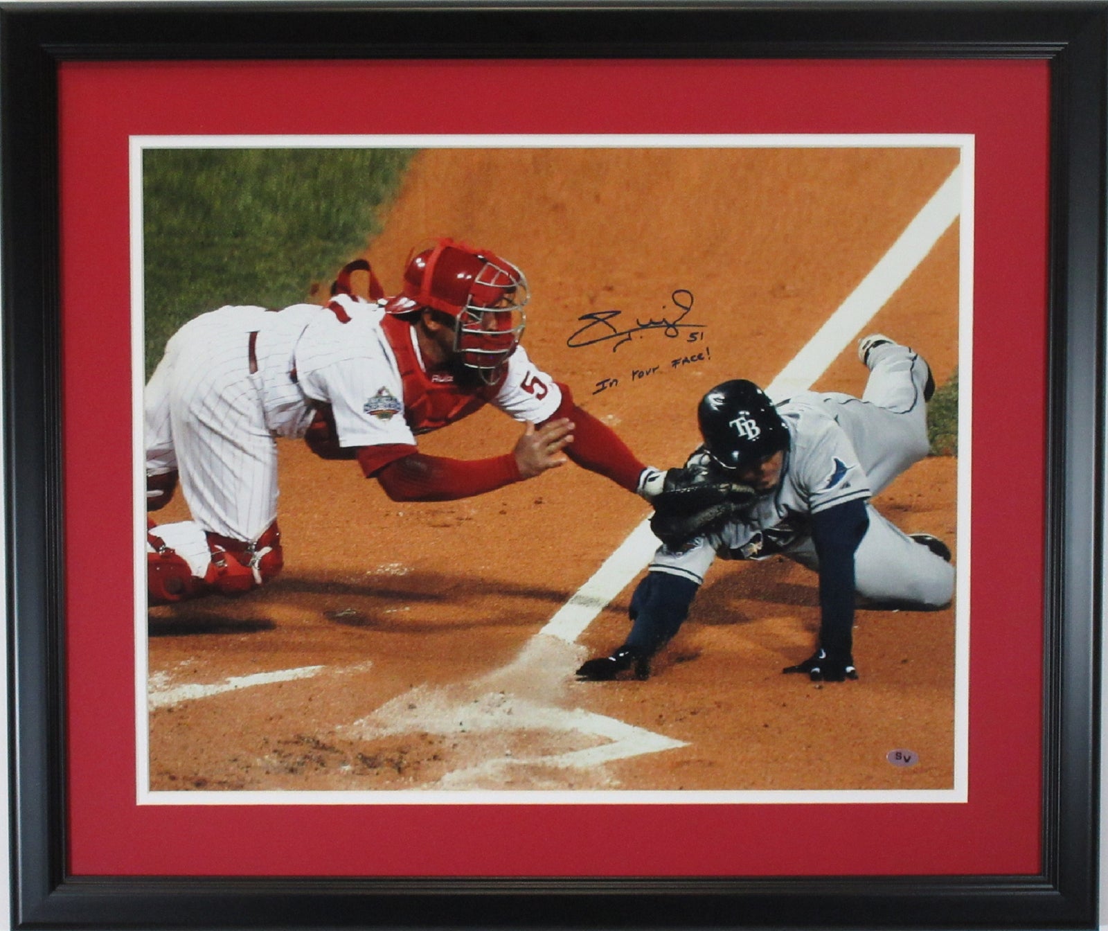 Brad Lidge and Carlos Ruiz Autographed 2008 World Series 16 x 20 Photo