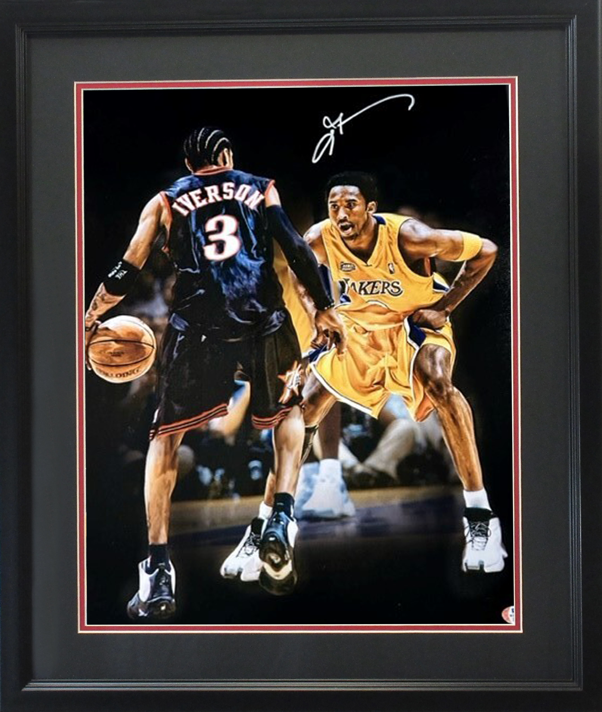 Allen Iverson Signed Framed 16x20 Philadelphia 76ers LUE Step Over Photo JSA Itp