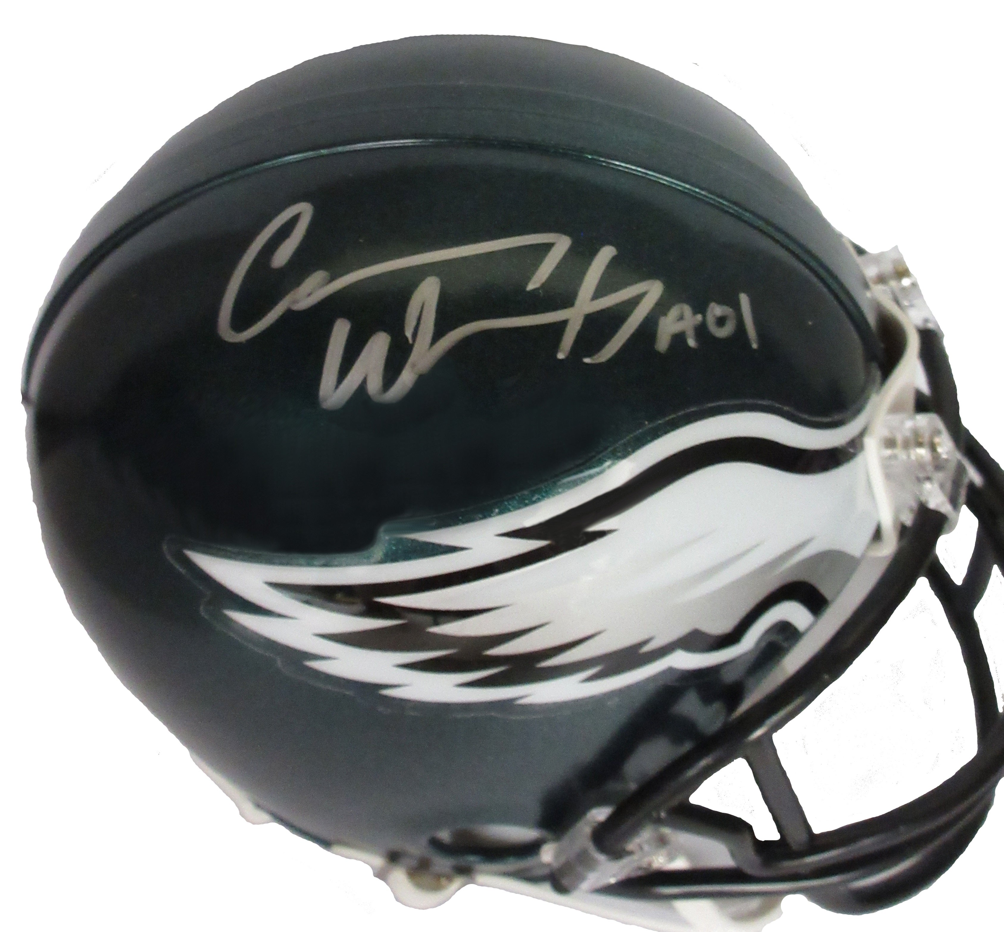 carson wentz signed mini helmet