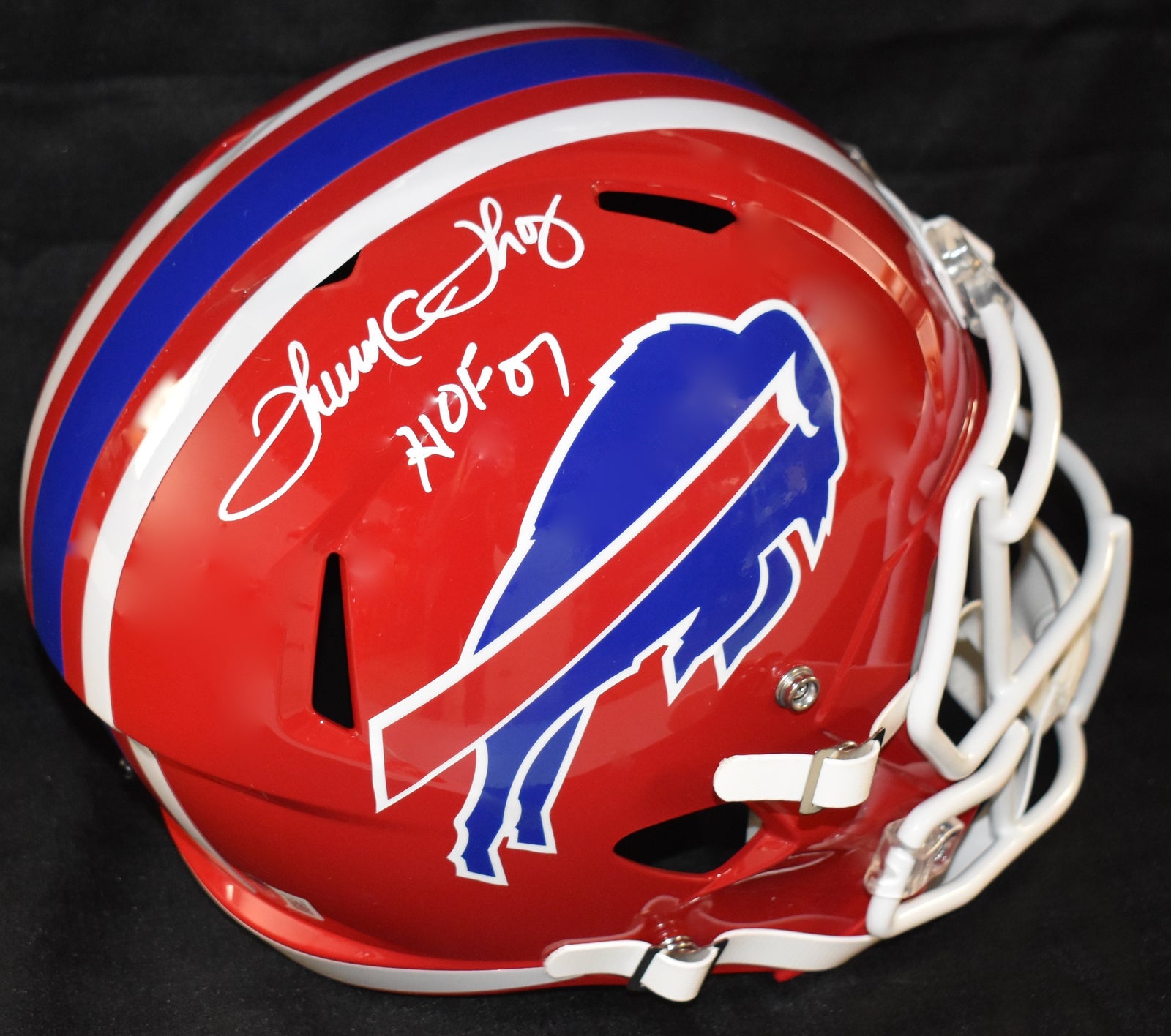 BUFFALO BILLS BRUCE SMITH SIGNED RIDDELL HOF LUNAR ECLIPSE MINI HELMET JSA  Wit