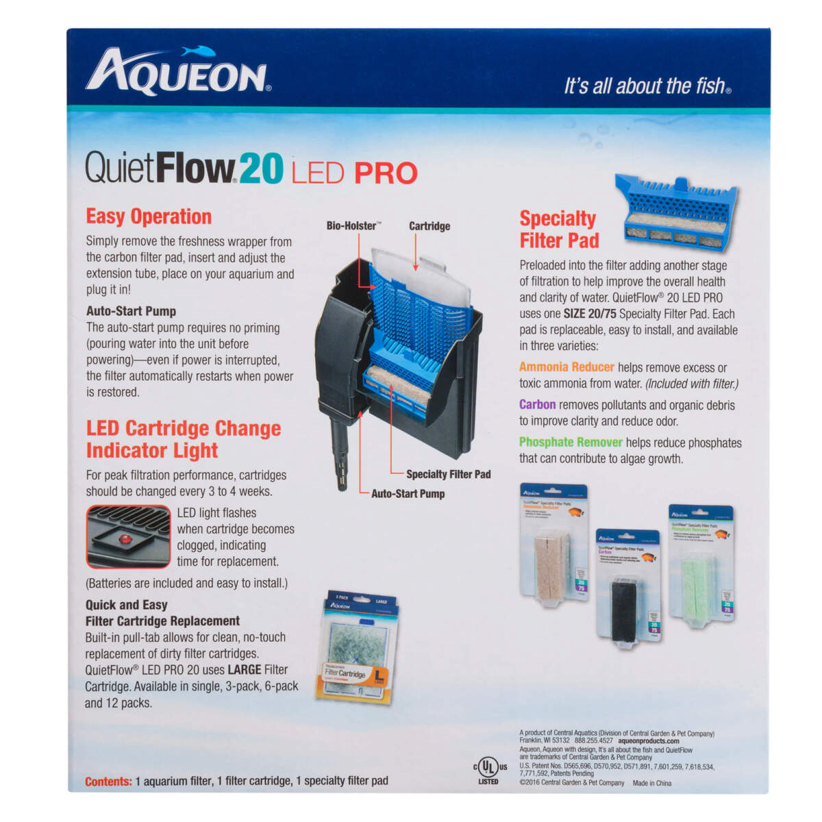 Aqueon QuietFlow 20 LED PRO Aquarium Power Filter