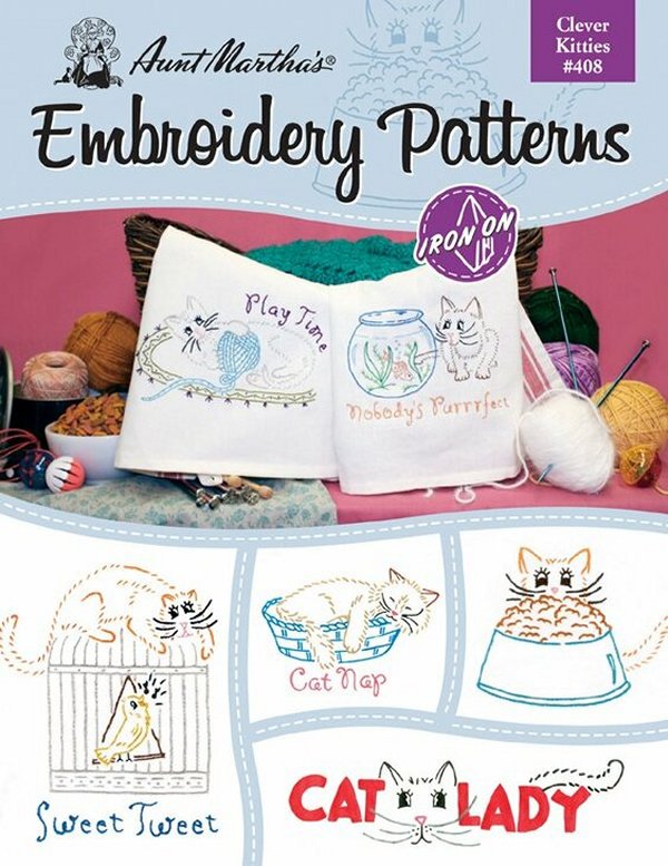 Aunt Martha's Embroidery Patterns Iron On Transfers Book 413 Tea Time