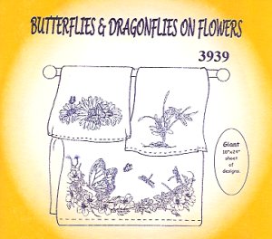 Aunt Martha's 3437 Hot Iron Transfer Pattern - Butterflies and Cross Stitch