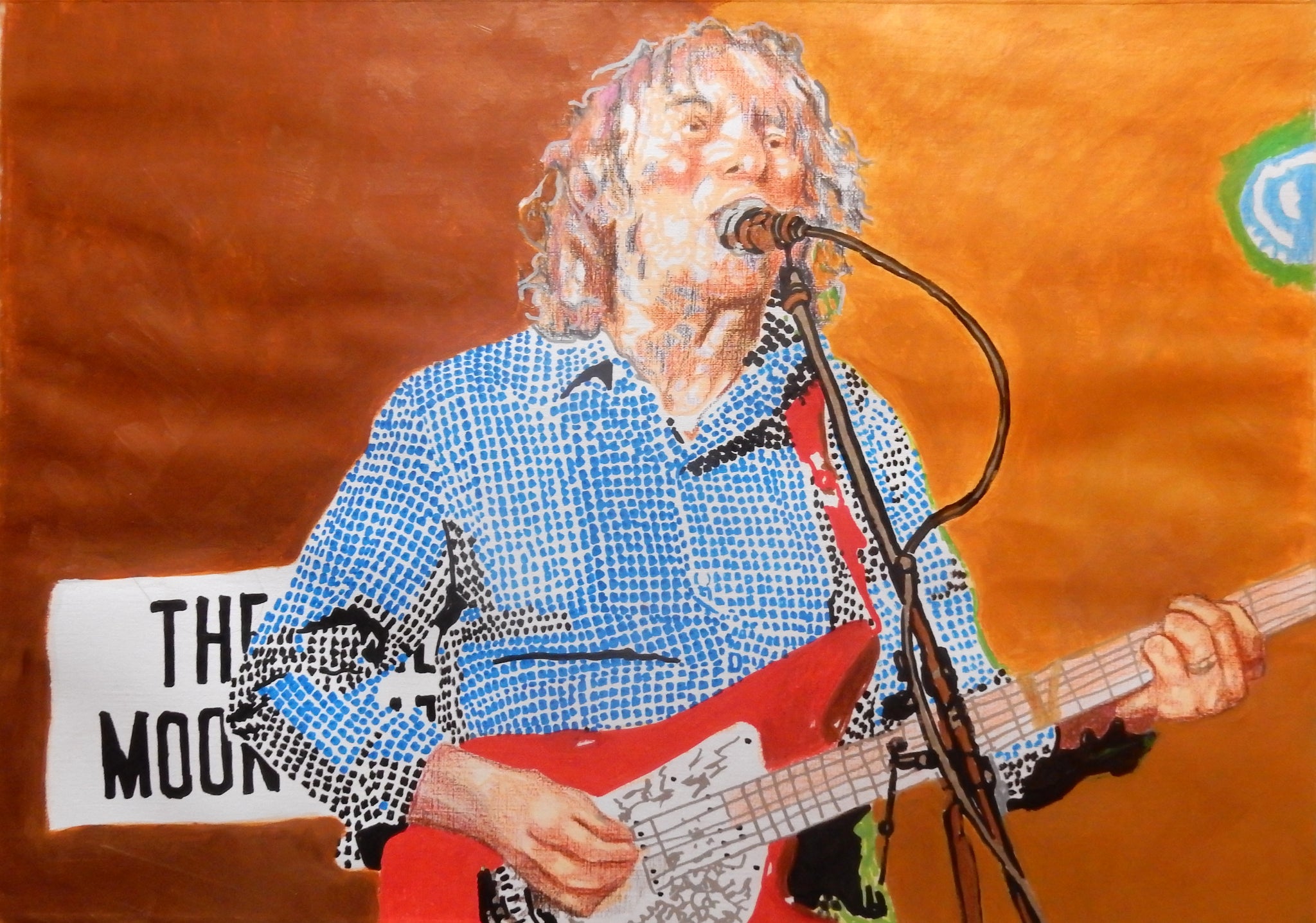 Legendary guitarist Albert Lee at Half Moon Putney mixed media on paper by Stella Tooth artist