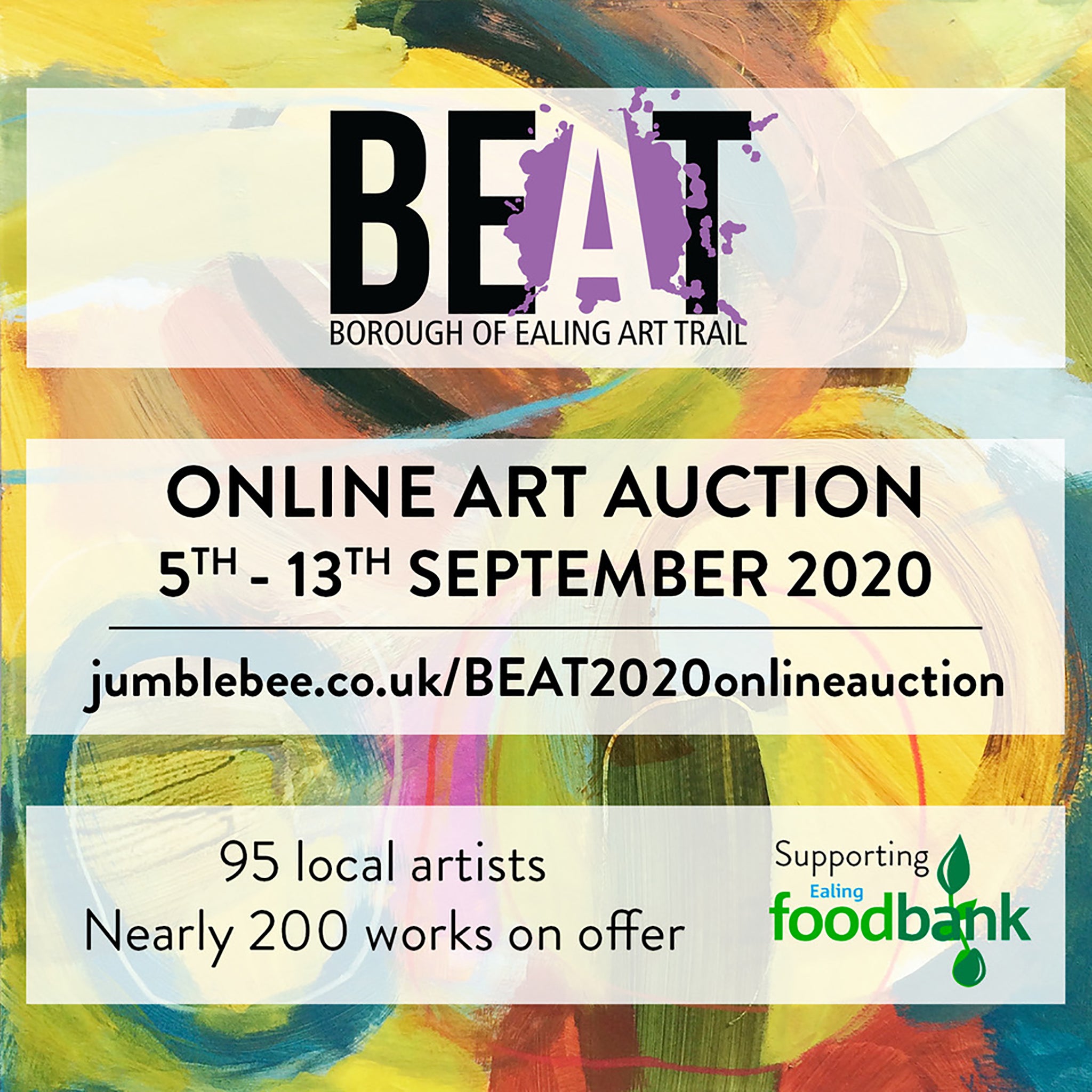 Ealing BEAT's online art auction flyer 5-13 September 2020.