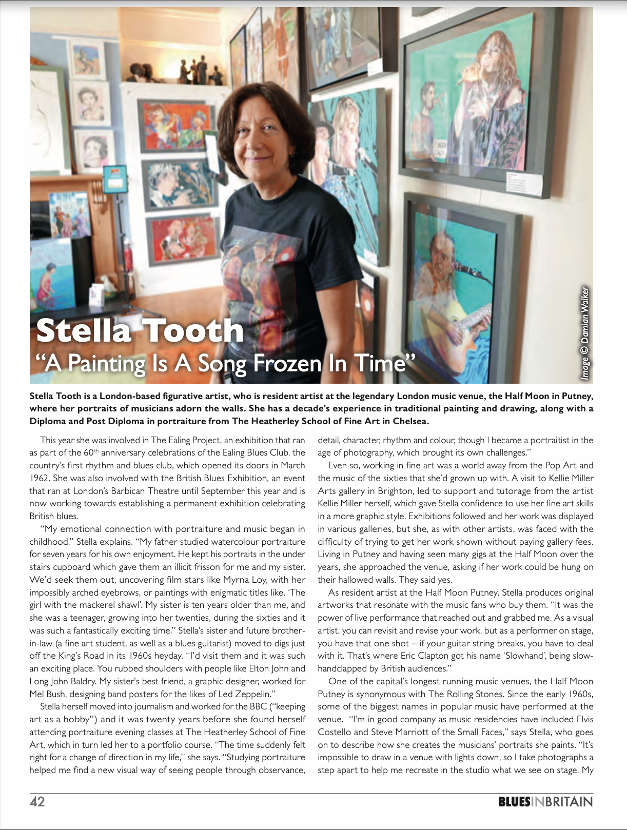 Blues in Britain interview with musician artist Stella Tooth December 2022 edition