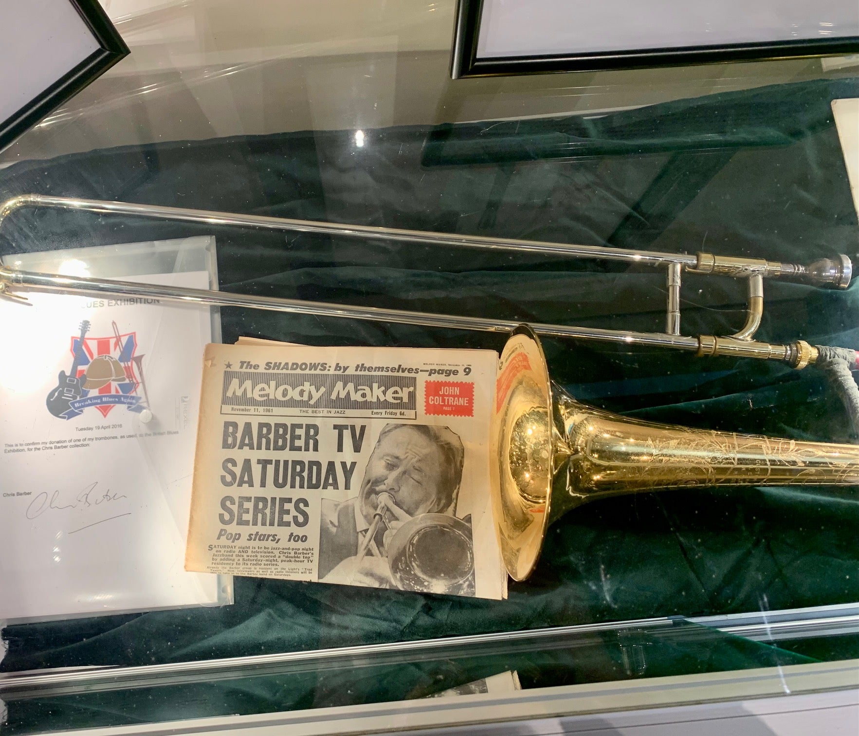 Chris Barber exhibit at the British Blues Exhibition in Brentford