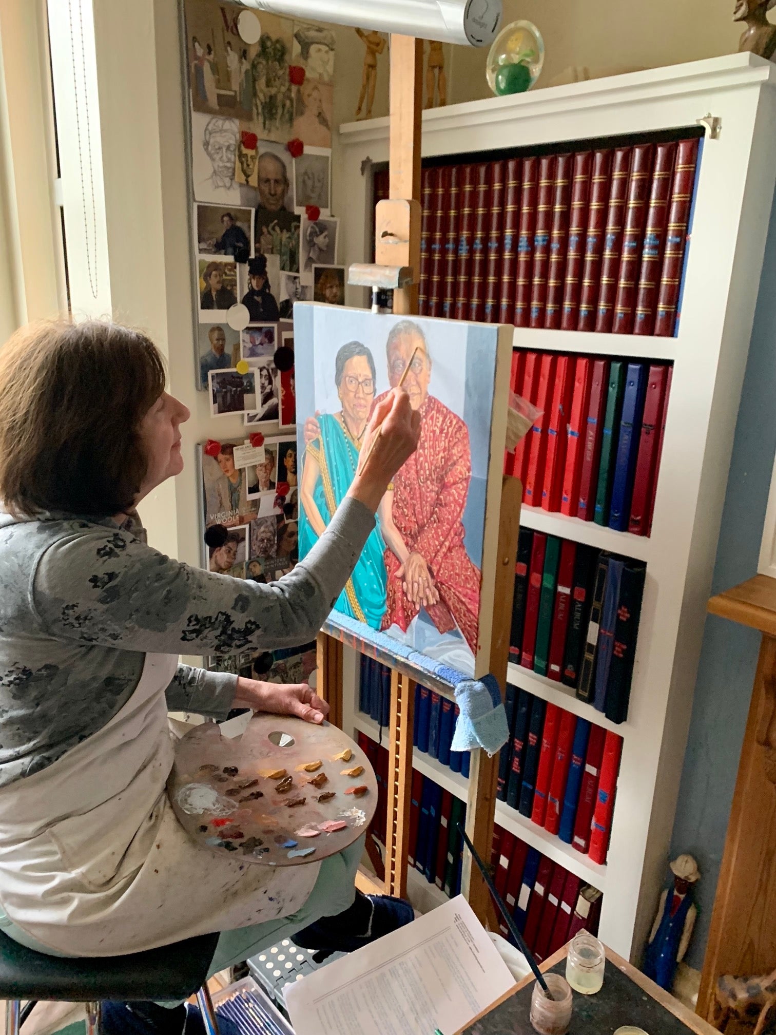 Stella Tooth portrait artist at work in her Northfields, Ealing home studio