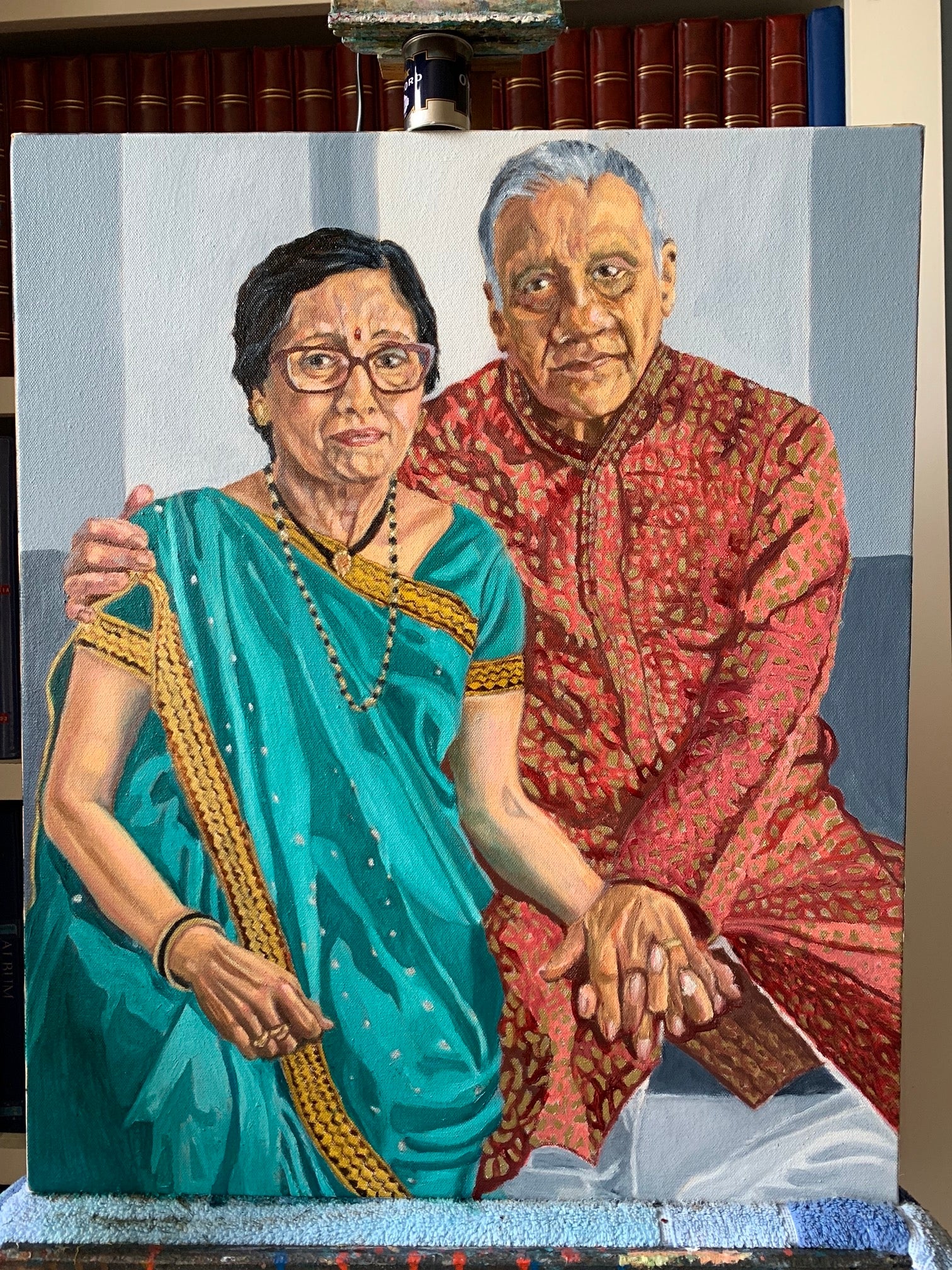 Double portrait painting in full oils on canvas by Stella Tooth portrait artist 