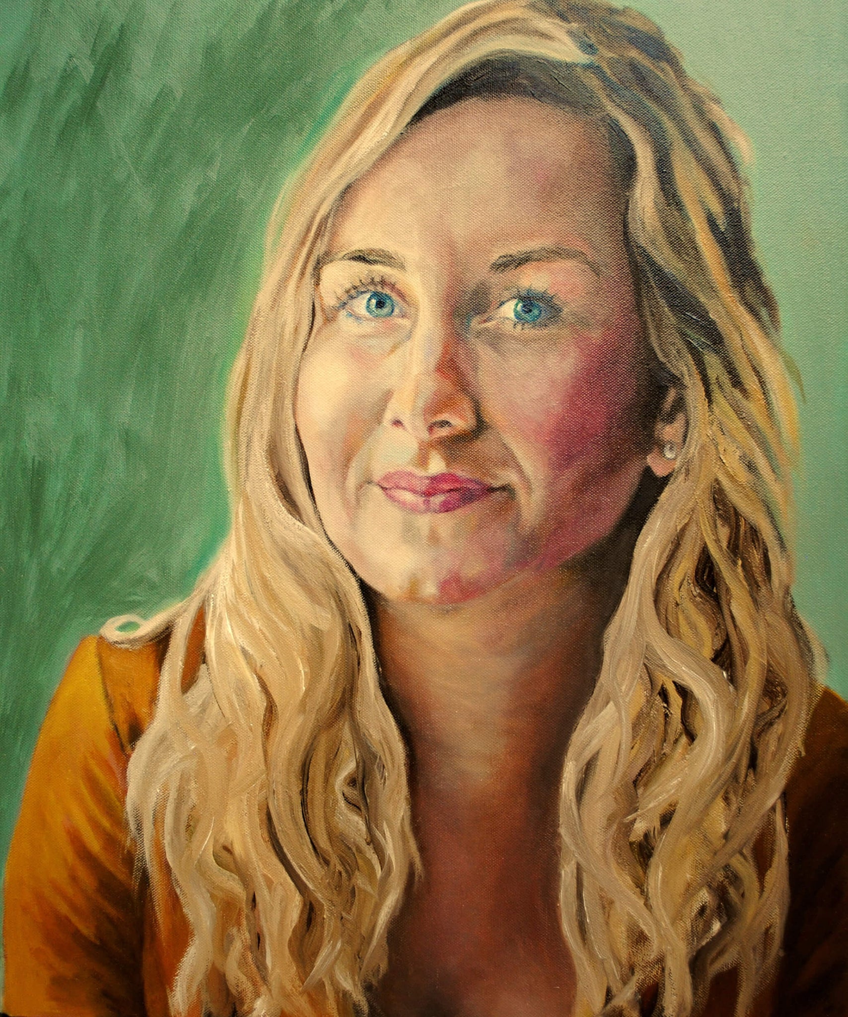 Eleanor Gibson commissioned portrait in oils on canvas artwork by Stella Tooth.