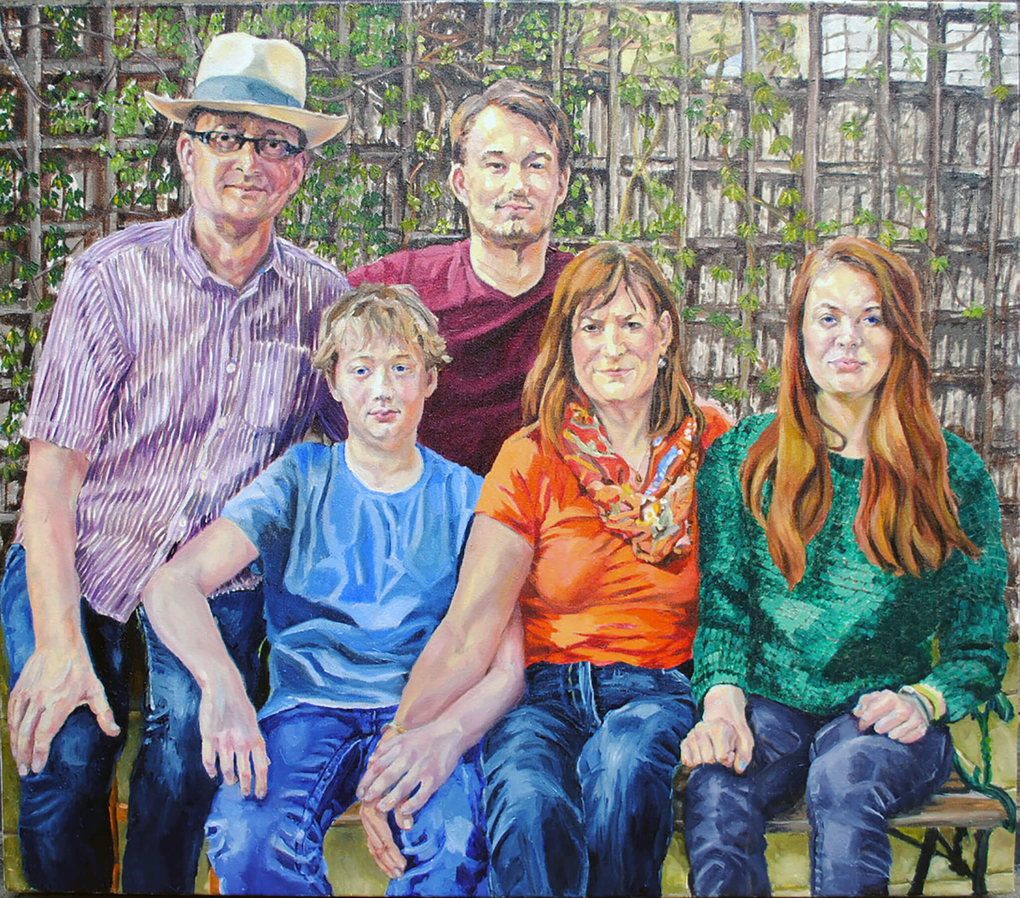 Family portrait oil on canvas portrait artwork by Stella Tooth.