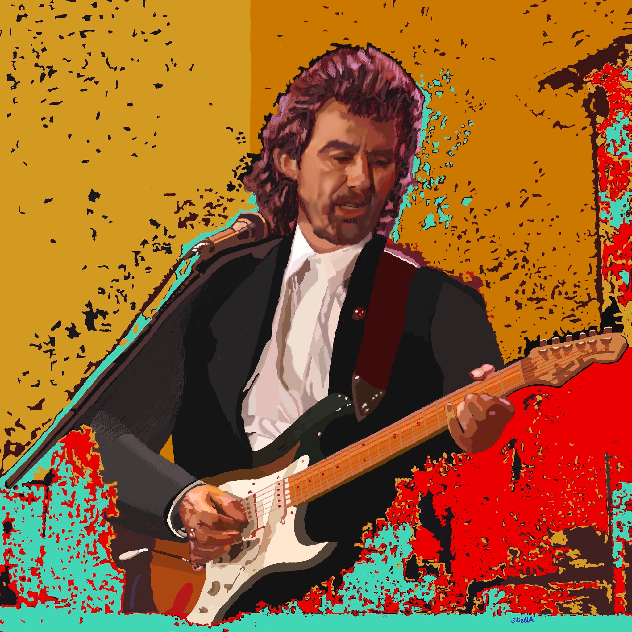 George Harrison digital painting by Stella Tooth portrait artist