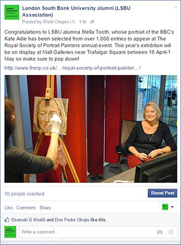 LSBU BLOG RE KATE ADIE PORTRAIT IN ROYAL SOCIETY OF PORTRAIT PAINTERS ANNUAL EXHIBITION RP Show Publicity