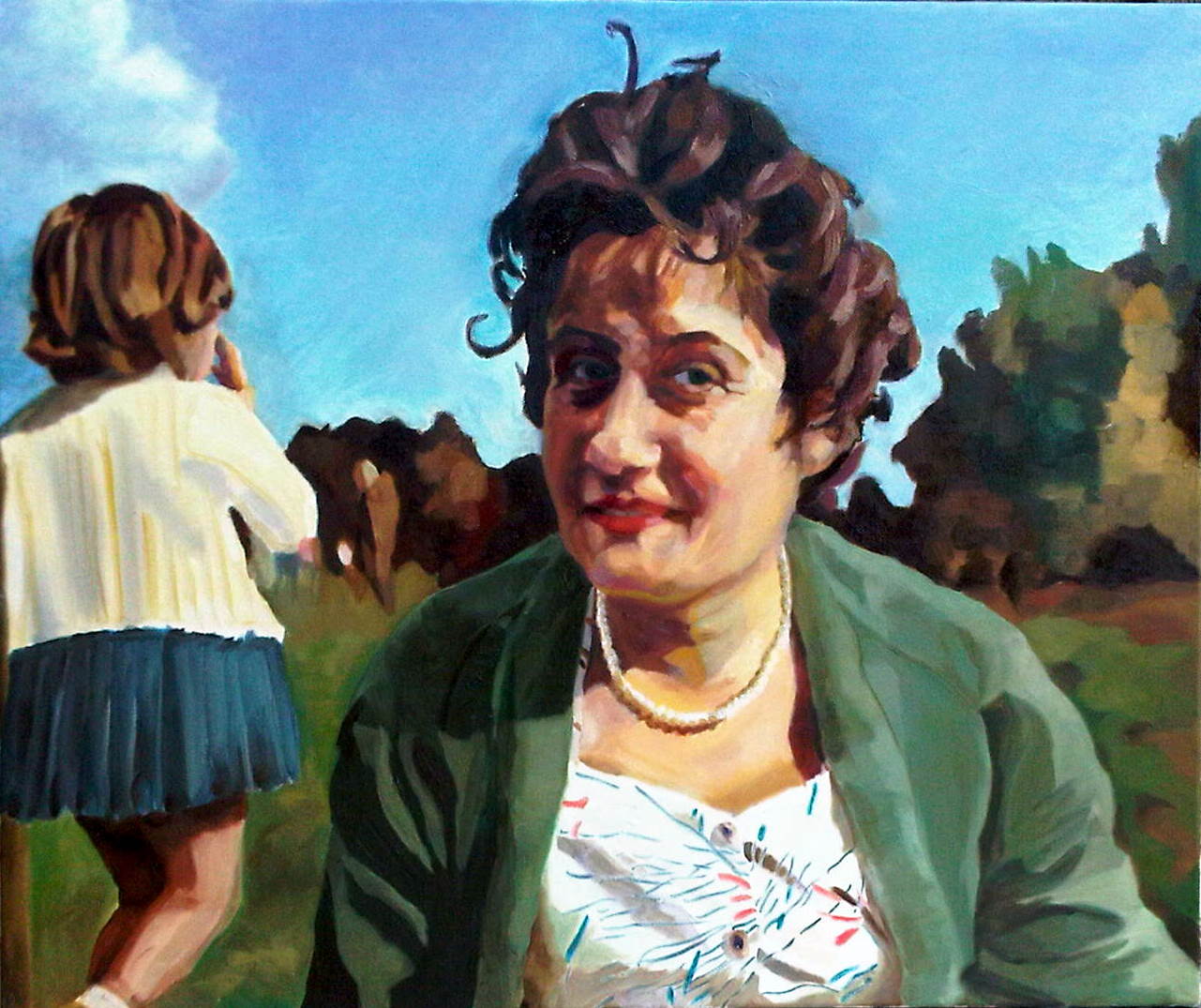 Mum and me portrait in oils by portraitist Stella Tooth