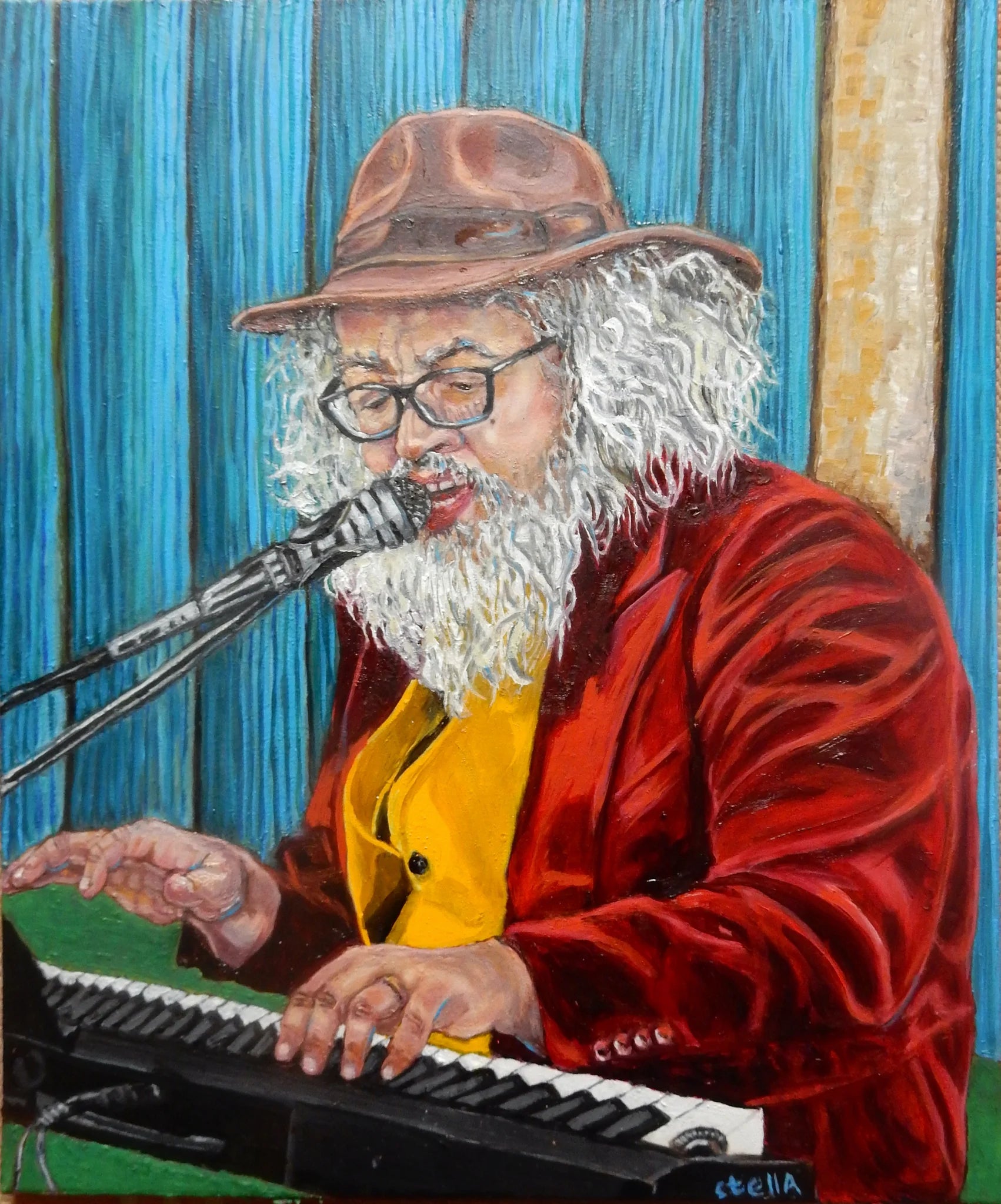 Paul Kissaun musician and ex Flying Picket in lockdown oil on canvas by Stella Tooth portrait artist