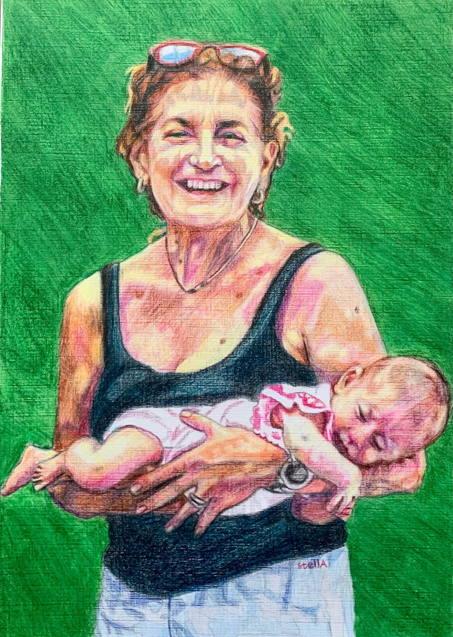 Roberta Zanotti Abate with one of her daughter Valeria's children by Stella Tooth artist