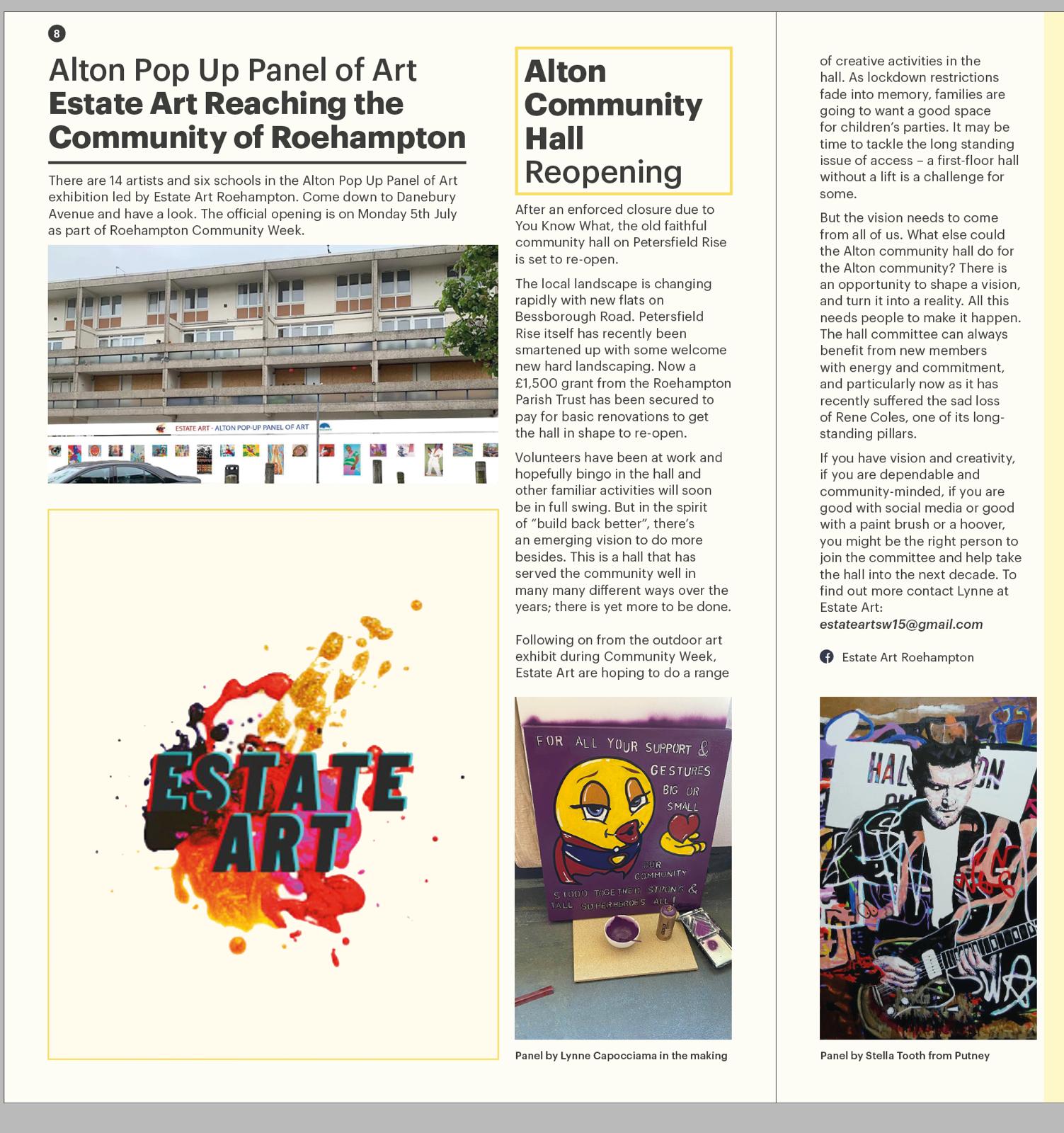 Roehampton Voice: Alton pop up panel of art article featuring image of James Beck of Man by Stella Tooth