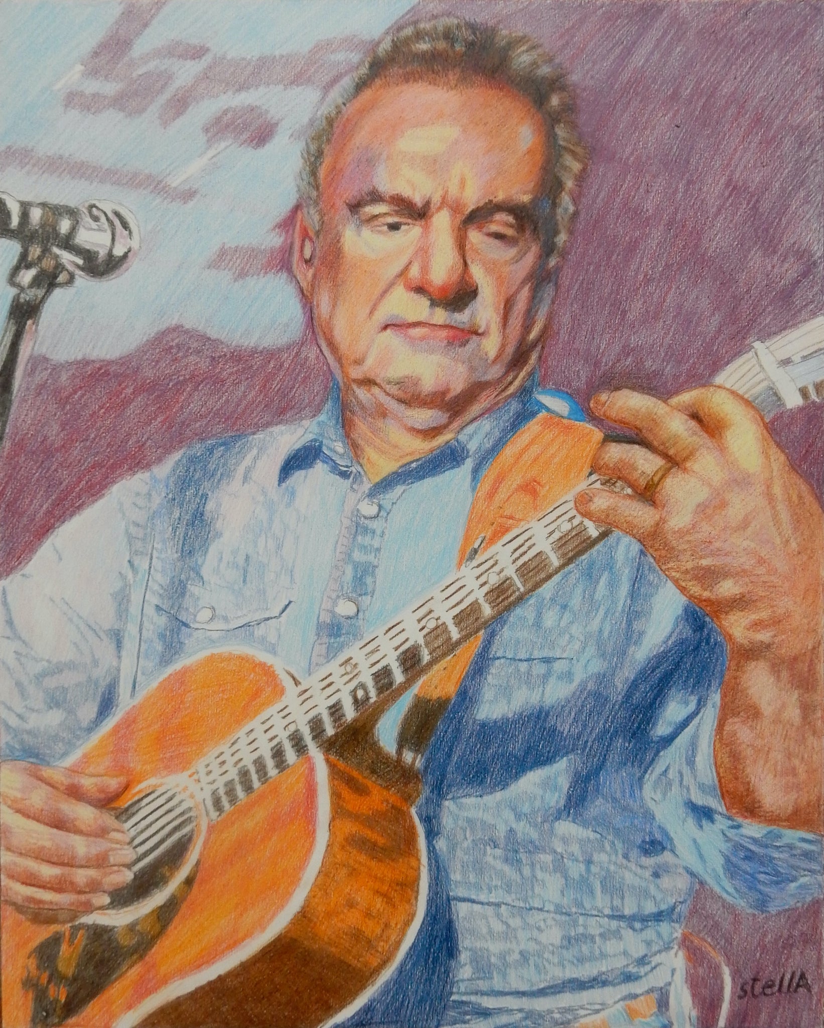 Ralph McTell pencil on cradled gesso panel by Stella Tooth music art