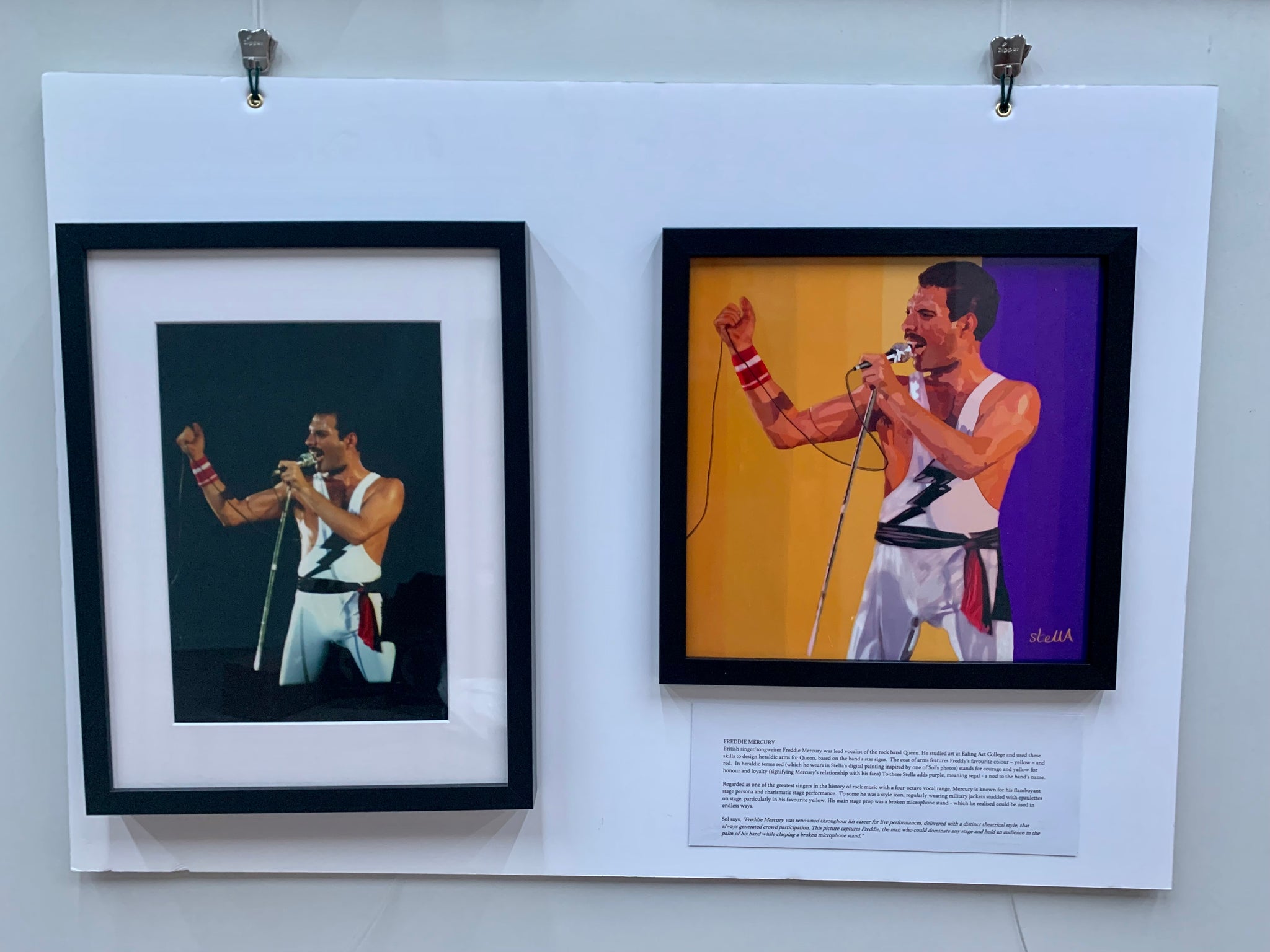 Sol N'Jie's photo of Freddie Mercury of Queen and Stella Tooth's digital painting inspired by it.