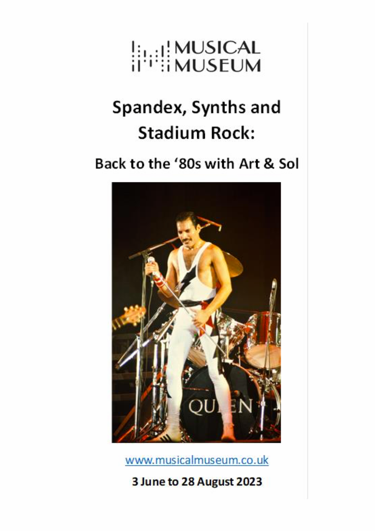Spandex Synths and Stadium Rock brochure page 1