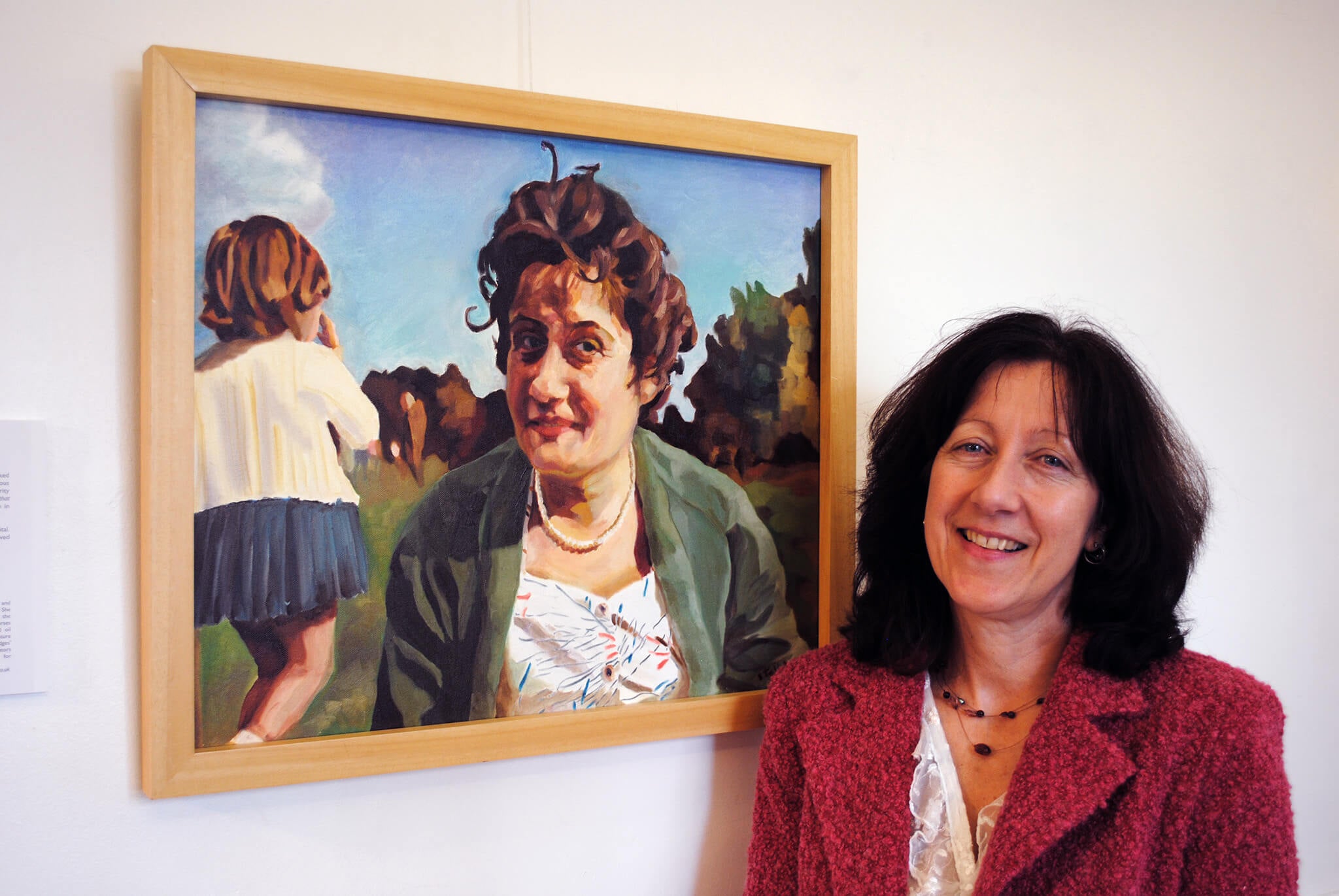 Stella Tooth and her portrait of Mum and me at the Lot's Road Group's Motherhood exhibition.