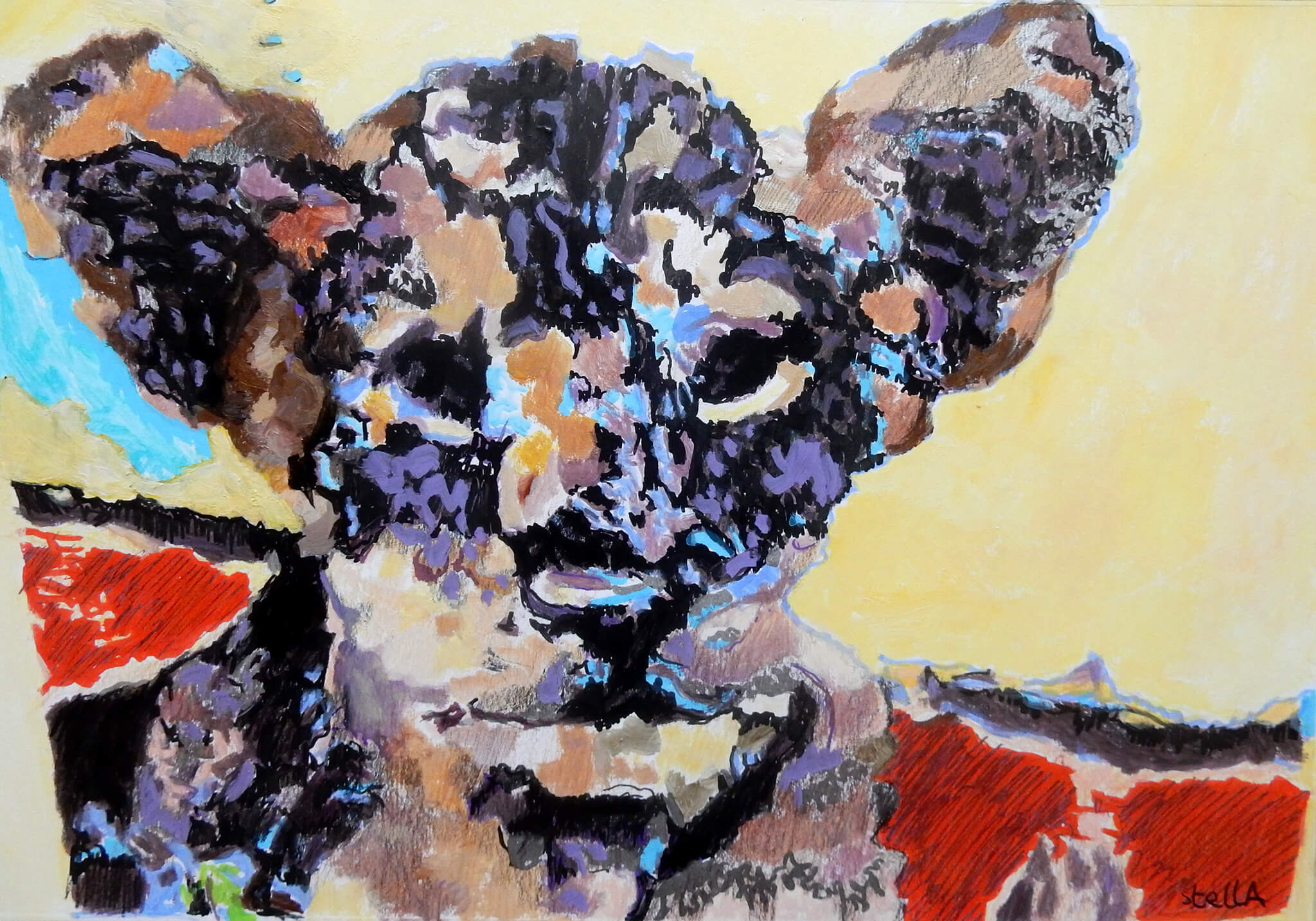 Thai tiger cub acrylic on paper animal portrait artwork by Stella Tooth.