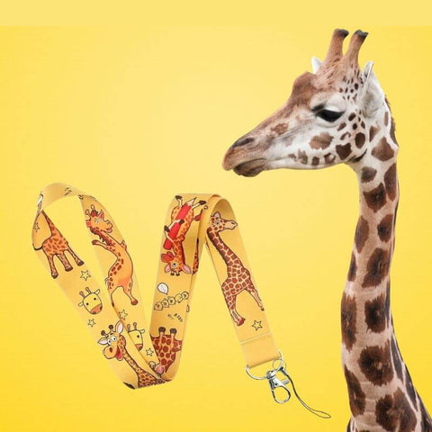 Teacher lanyard giraffe on yellow background