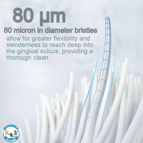 Toothbrush with 0.08 mm in diameter bristles