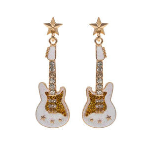 Glittered Guitar Dangle Earrings - Classy Chaos Boutique