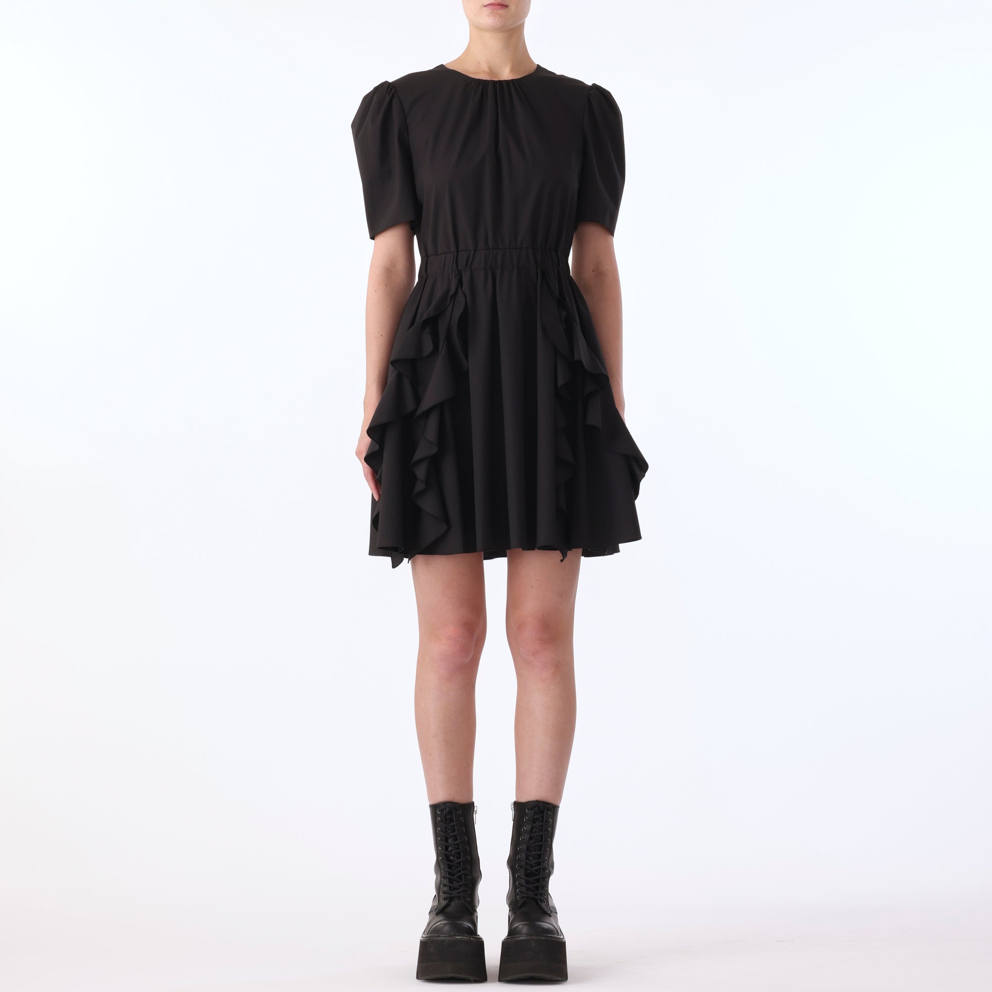 SHORT PUFF SLEEVE DRESS W RUFFLE HEM DETAIL – Jason Wu Studio