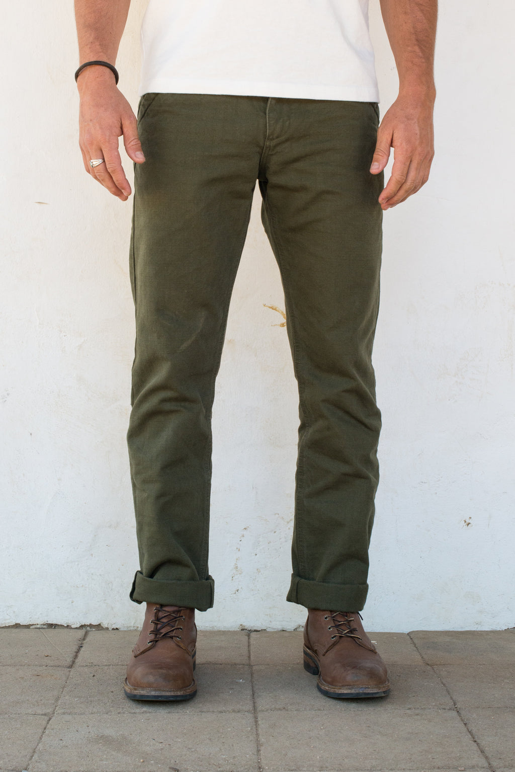 Workers Chino Slim Fit | 14 Ounce Slub Army Green – Freenote Cloth
