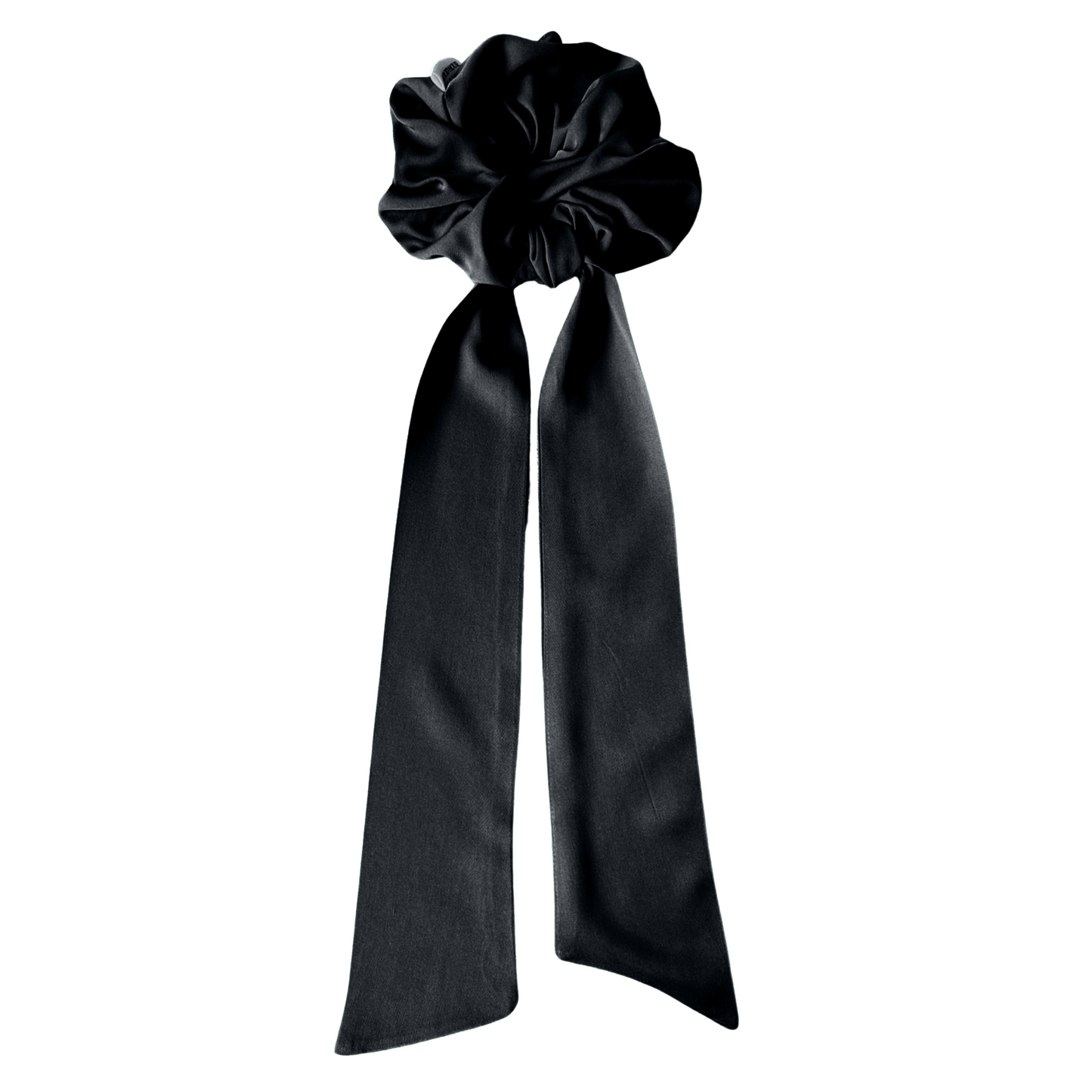 Black Bamboo Silk Ribbon Scrunchie