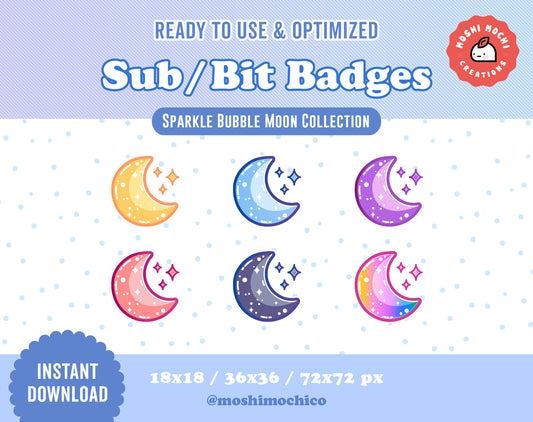 Star Sub Badges - 6 x Shiny Twitch Sub Badges with Photoshop Files