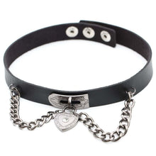 Load image into Gallery viewer, Punk Cool Metal Love Heart-Shaped Lock Collar Leather Chain EG15847 - Egirldoll
